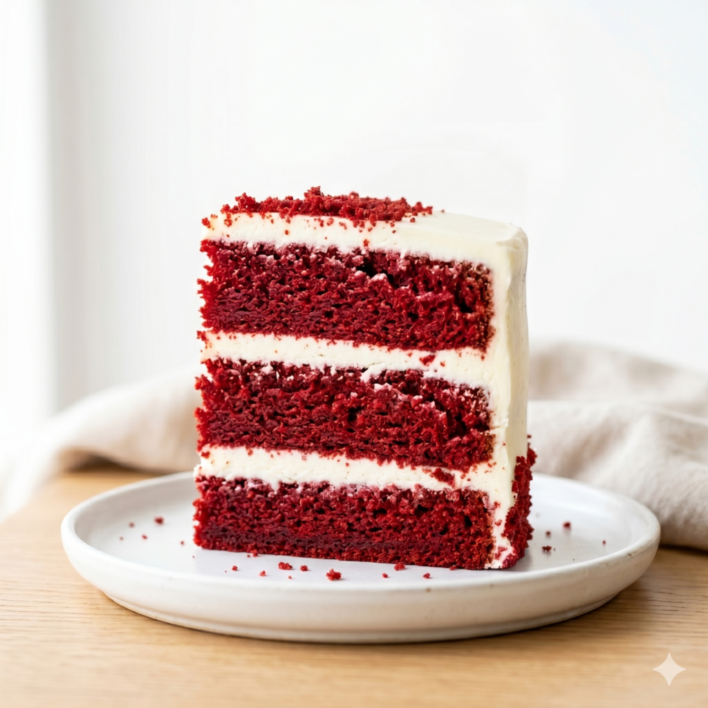 Bolo Red Velvet simples com cobertura de cream cheese